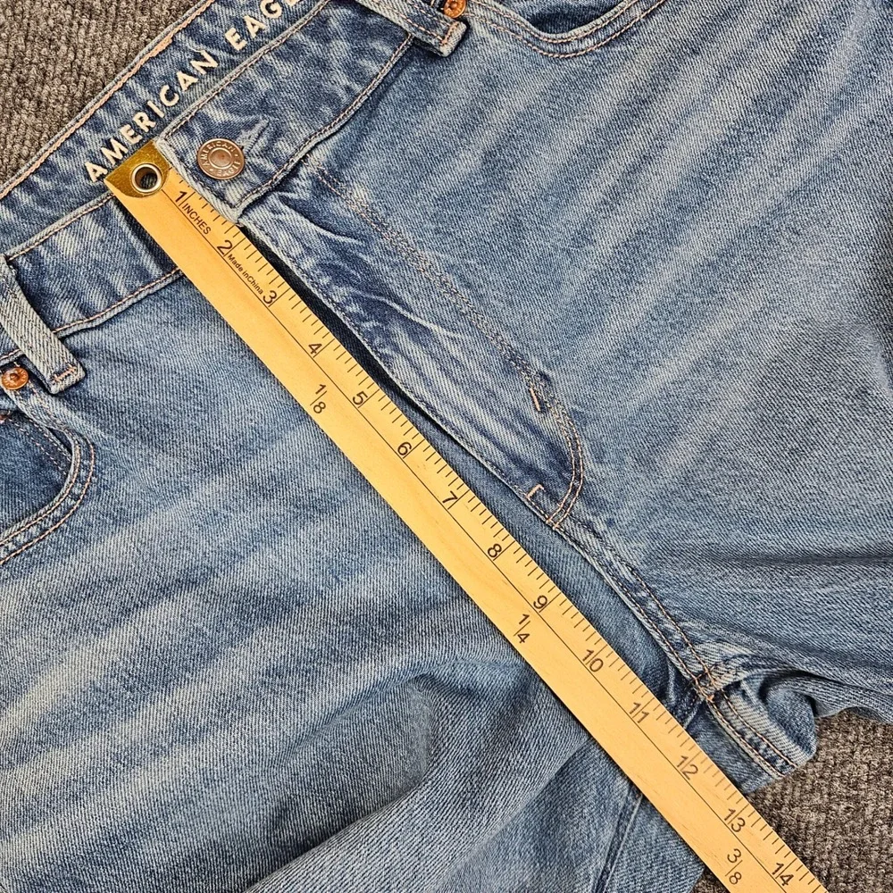 American Eagle High Rise Flare Jeans Women's 12 SHORT Med Wash Stretch Denim - Picture 5 of 11